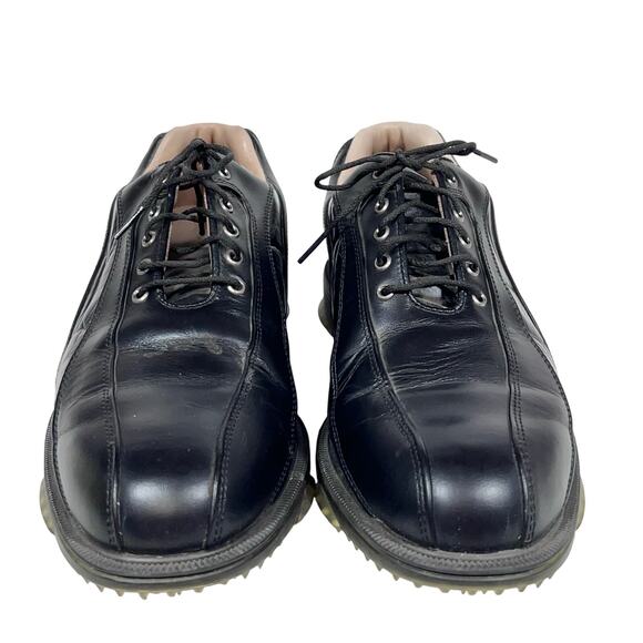 Footjoy Icon Wave Golf Shoes Men 9.5 Black Leather Soft Spikes 52291 Used - Picture 2 of 11